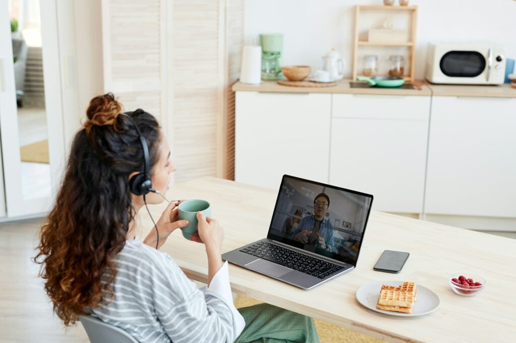 Coworkers Having Video Call